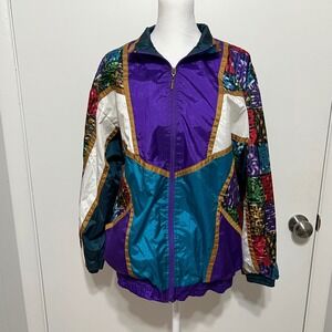 Bold Spirit Retro Colorblock Track Jacket Zip Up Windbreaker 80s 90s Sporty Sz M
